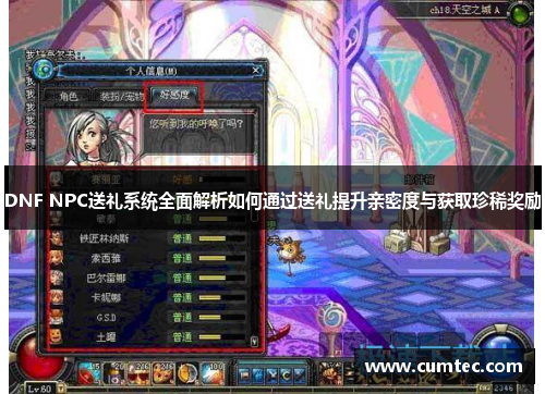 DNF NPC送礼系统全面解析如何通过送礼提升亲密度与获取珍稀奖励